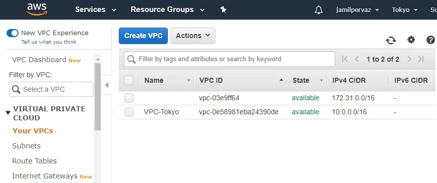 aws create vpc