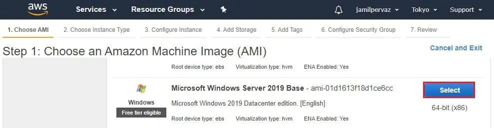 aws instance choose ami