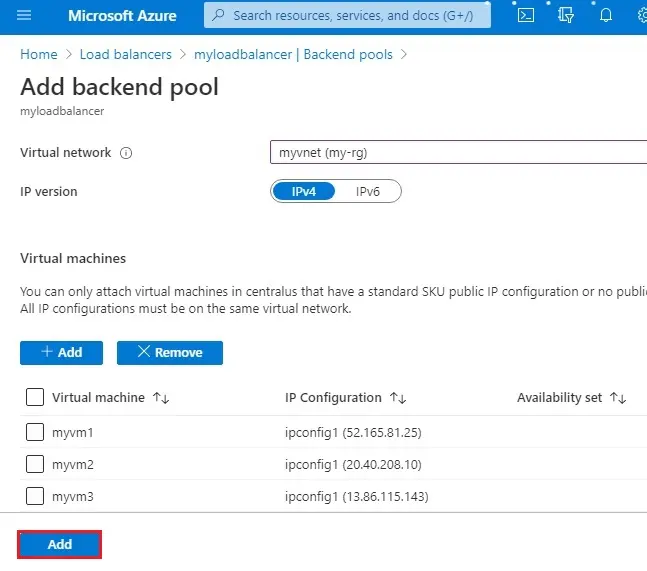 azure add backend pool