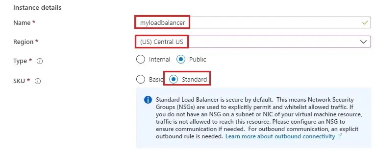 azure create load balancer