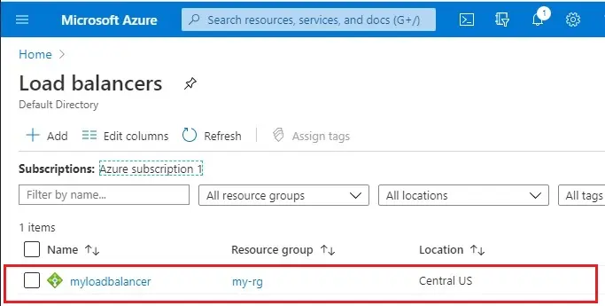 azure create load balancer