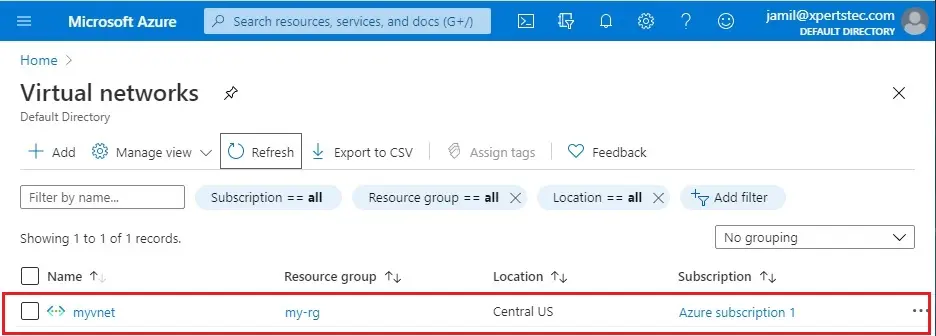 azure create network virtual