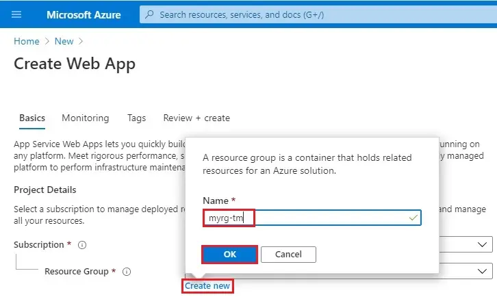 azure create web app basic