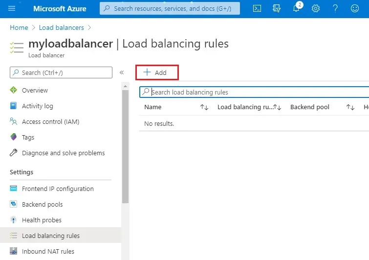 azure load balancing rule