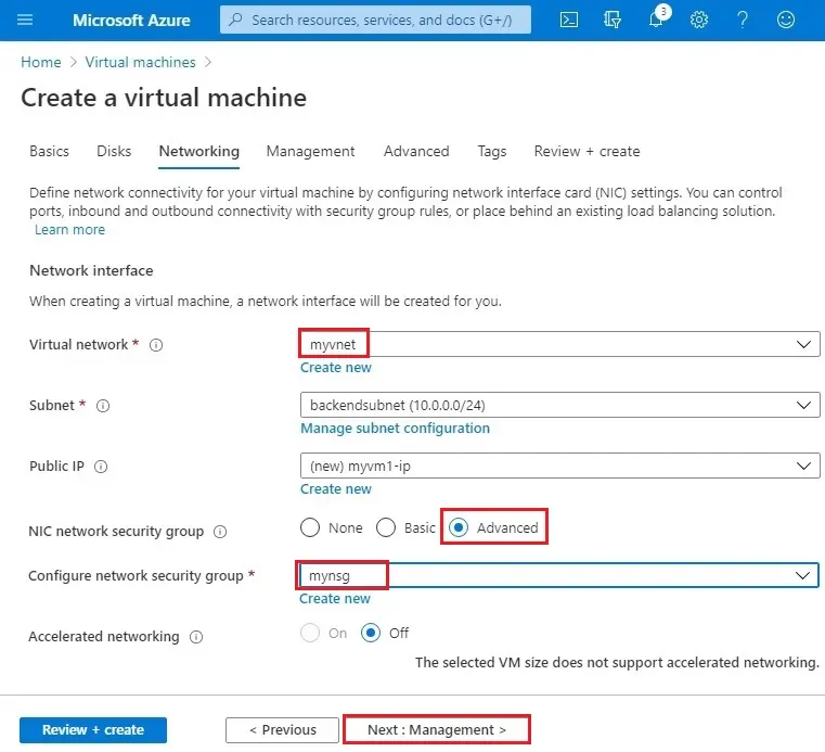 azure new vm networking