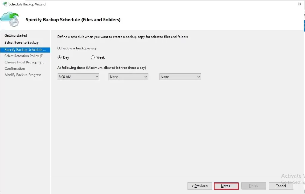 azure schedule a backup