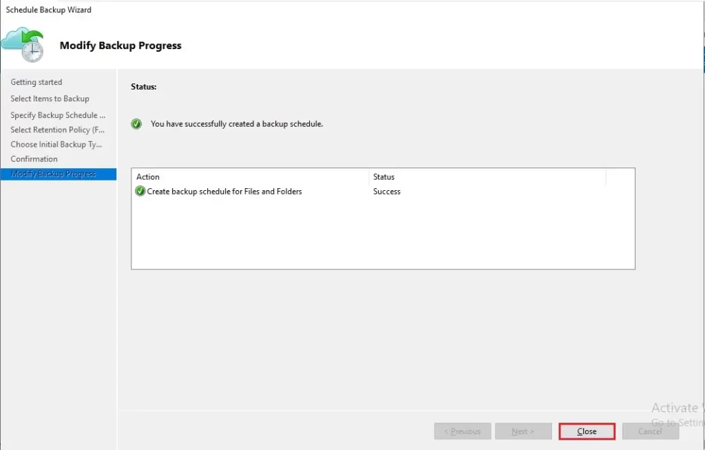 azure schedule modify backup process