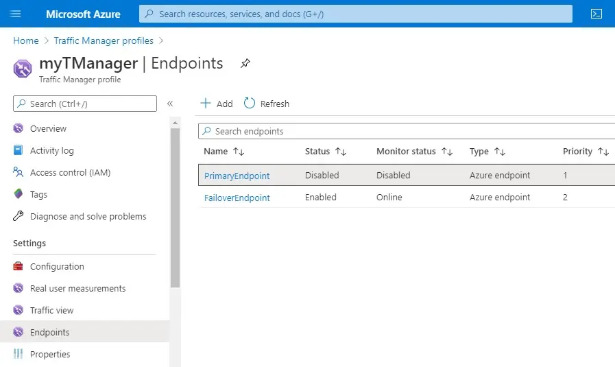 azure traffic manager endpoint