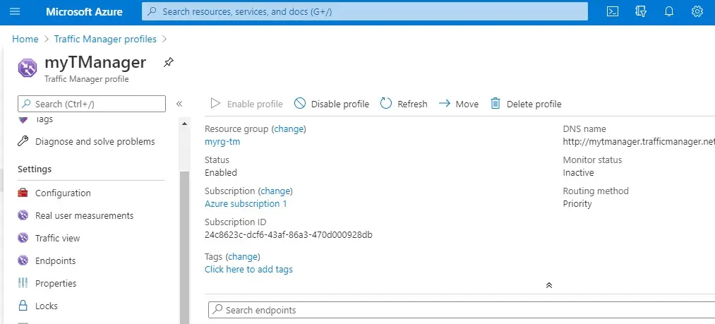 azure traffic manager profile