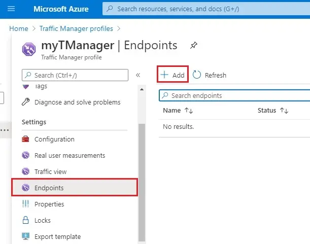 azure traffic manager profile endpoint