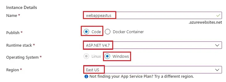 azure web app instance details