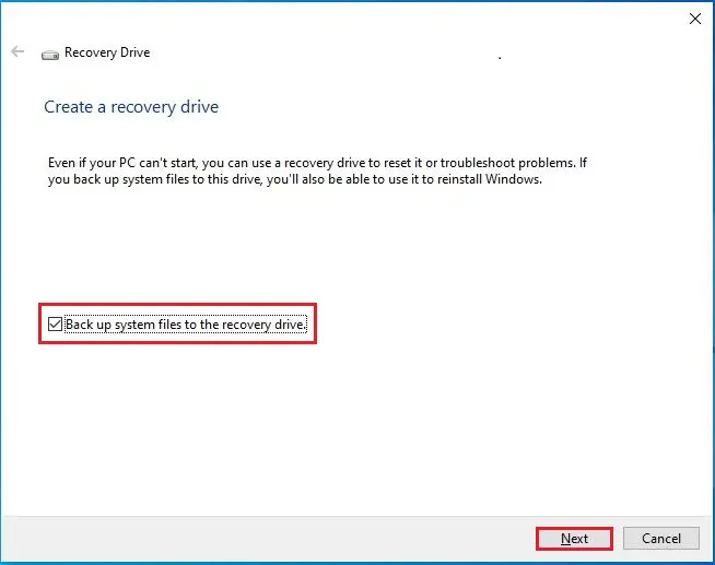 create a recovery drive