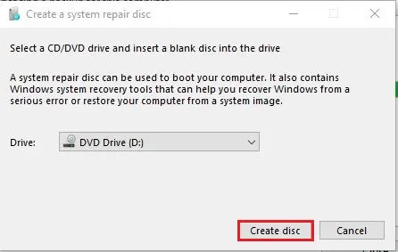 create a system repair disc