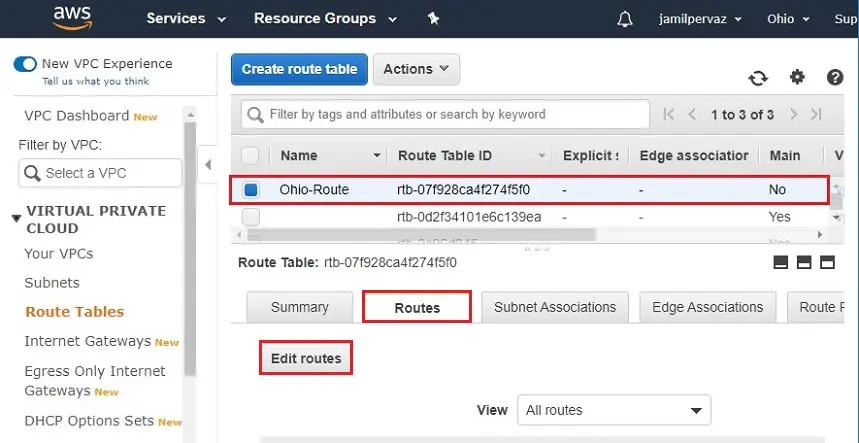 create route table