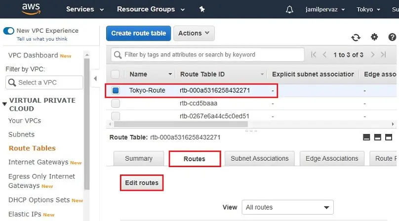 create route table