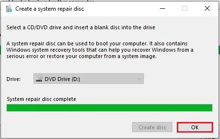 create system repair disc