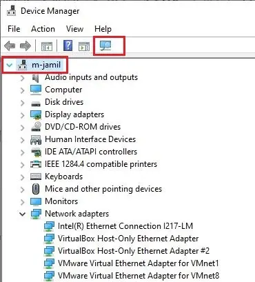 device manager scan for hardware changes