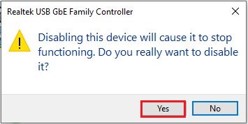 disabling the device