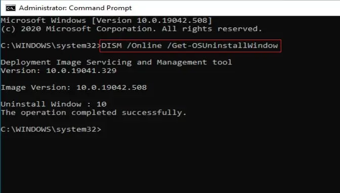 dism online get-osuninstallwindow