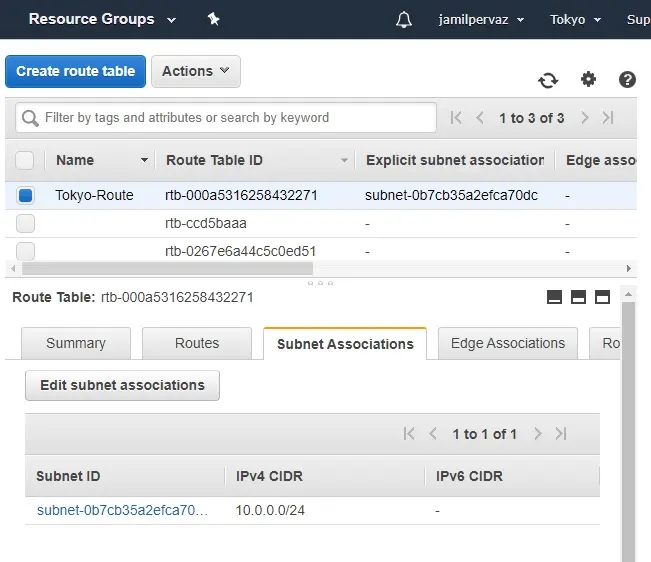 edit subnet associations-