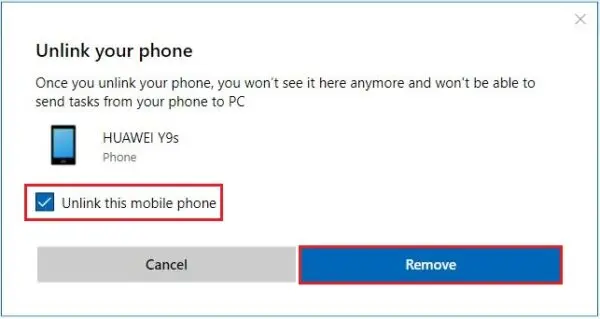 microsoft account devices unlink phone