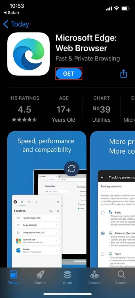 microsoft edge browser iphone store