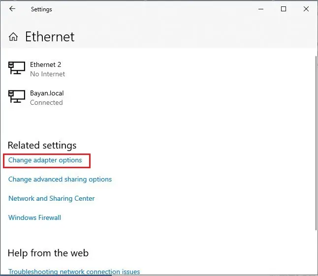 network and internet settings