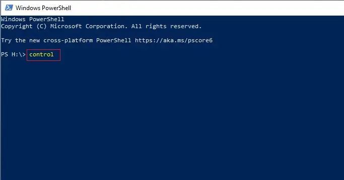 powershell open control panel