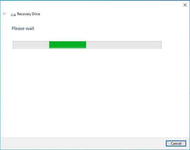 recovery drive please wait