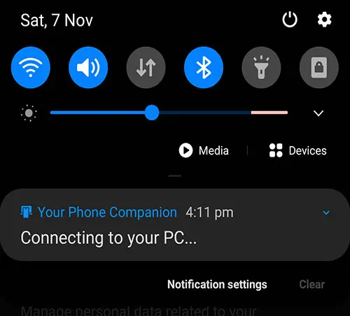 samsung android quick notification