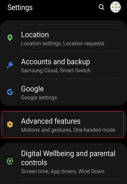 samsung note 10 settings