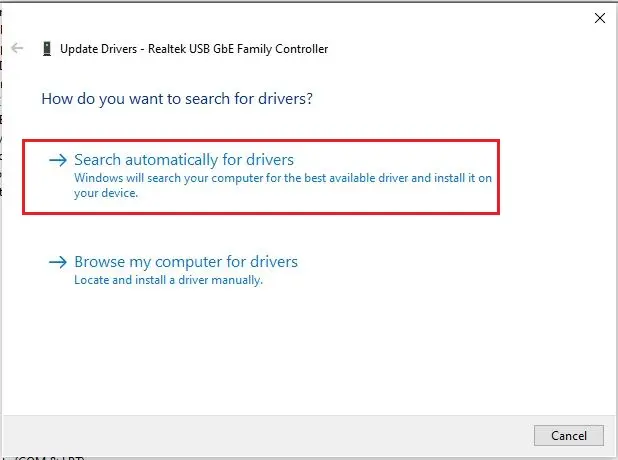 search automatically for drivers