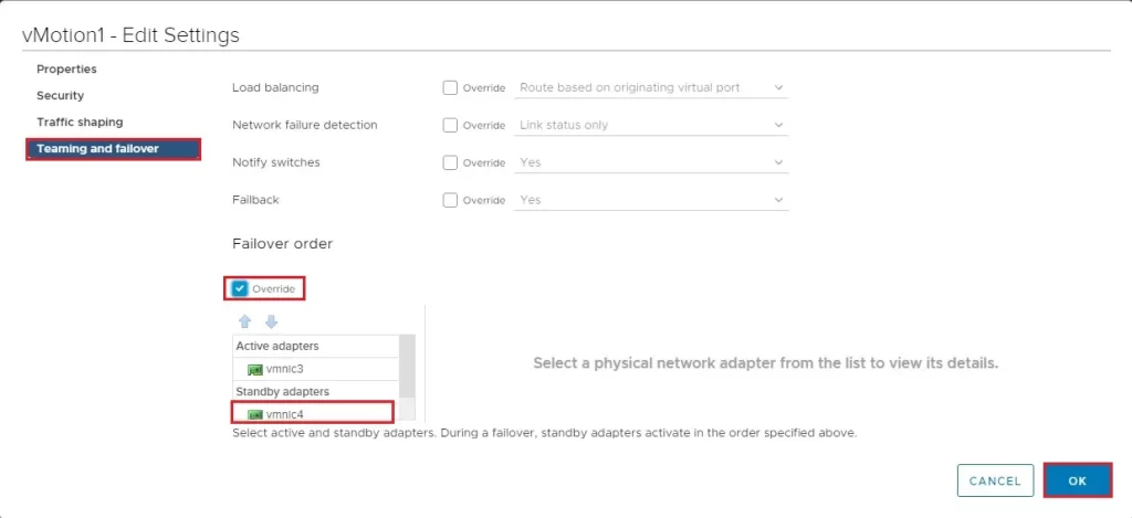 teaming and failover