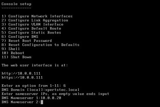 truenas console setup