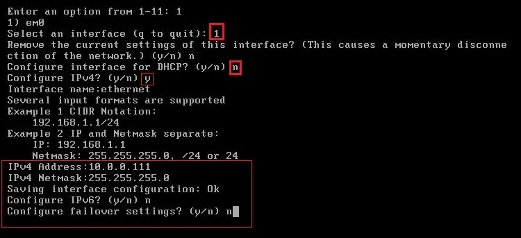 truenas console setup network