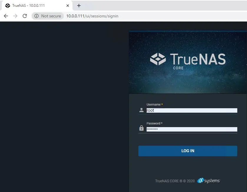 truenas core login