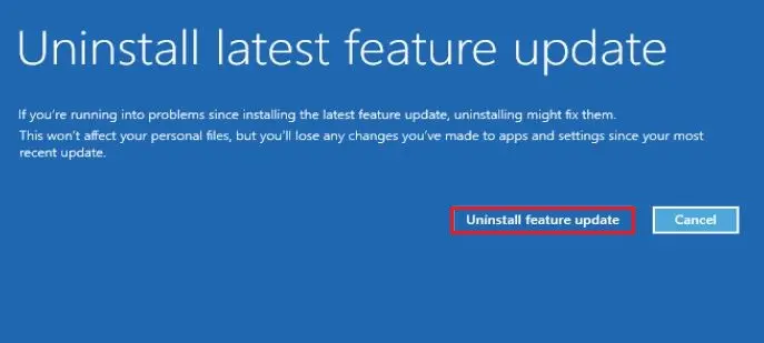 uninstall feature updates