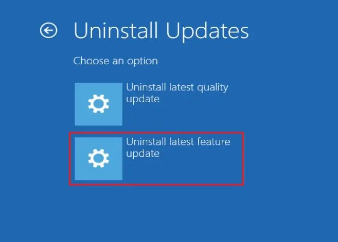 uninstall latest feature updates