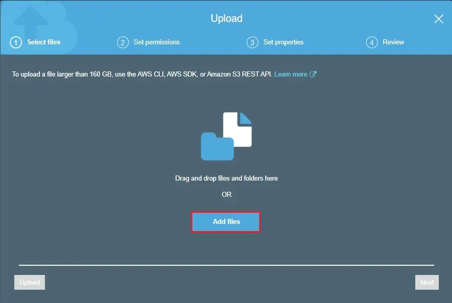 upload files s3 bucket-