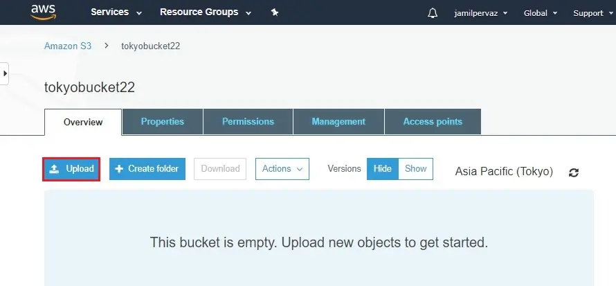 upload files s3 bucket