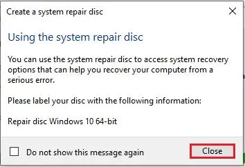 using the system repair disc