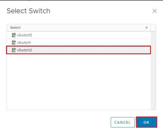 vmkernel select switch