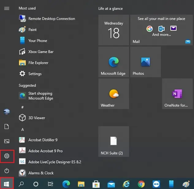 windows 10 menu bar