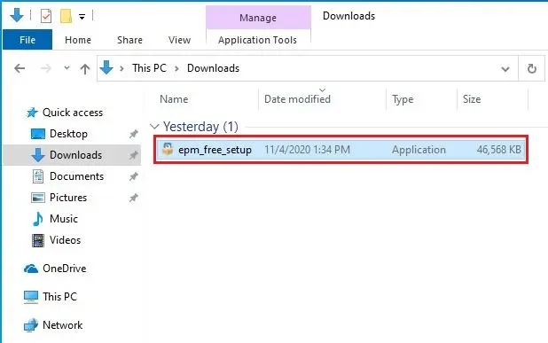 windows explorer epm_free_setup