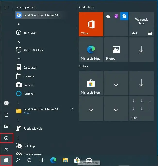 windows start menu