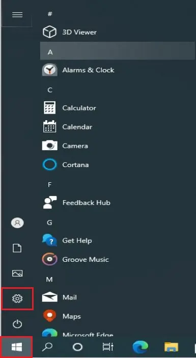 windows start menu