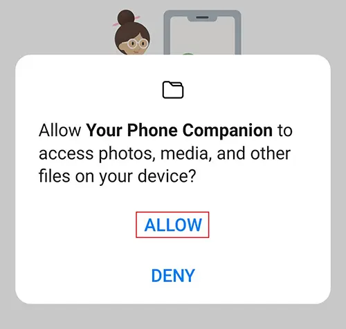 your phone companion photo permission