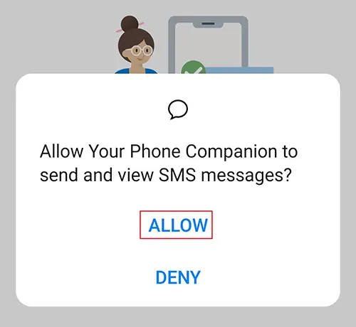 your phone companion sms permission