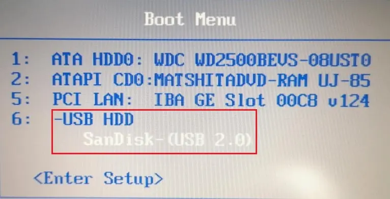 boot menu