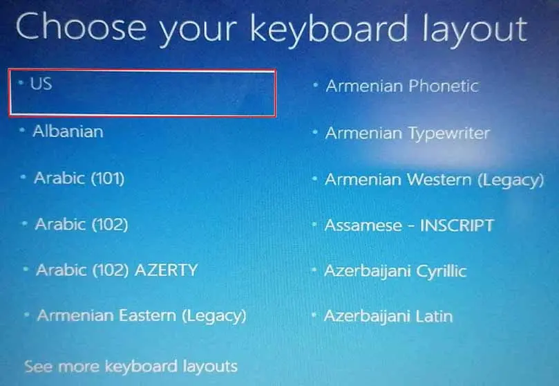 choose your keyboard layout